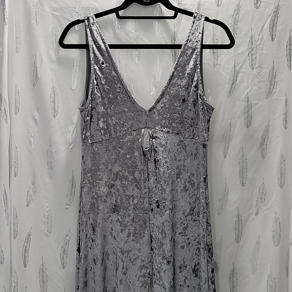 Silver crushed velvet jumpsuit